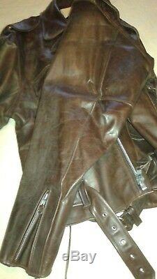 2XL (New) 80's Vintage (Dark Brown) Iron Horse Biker Jacket
