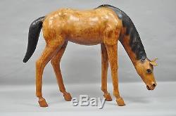 30 H Vintage Equestrian Tooled Leather Wrapped Horse Statue Scultpure