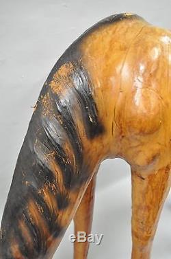 30 H Vintage Equestrian Tooled Leather Wrapped Horse Statue Scultpure