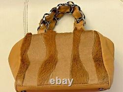 $3600 Chanel Vintage Beige Lambskin Pony/ Horse Hair Small Bag Tote Authentic