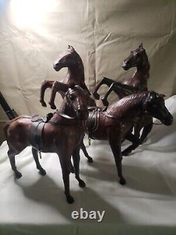 4 Antique/ Vintage Leather Horse Figurine Statue Sculpture Equine Saddle 12