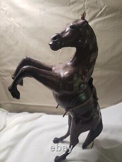 4 Antique/ Vintage Leather Horse Figurine Statue Sculpture Equine Saddle 12