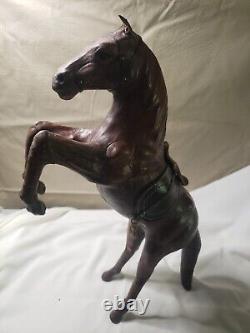 4 Antique/ Vintage Leather Horse Figurine Statue Sculpture Equine Saddle 12