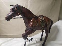 4 Antique/ Vintage Leather Horse Figurine Statue Sculpture Equine Saddle 12