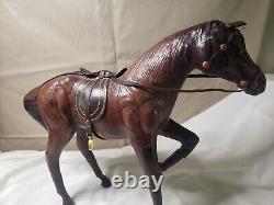 4 Antique/ Vintage Leather Horse Figurine Statue Sculpture Equine Saddle 12