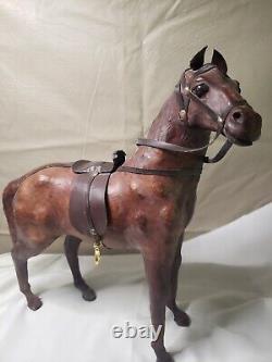 4 Antique/ Vintage Leather Horse Figurine Statue Sculpture Equine Saddle 12