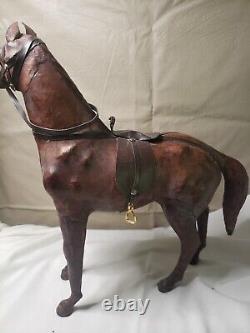 4 Antique/ Vintage Leather Horse Figurine Statue Sculpture Equine Saddle 12