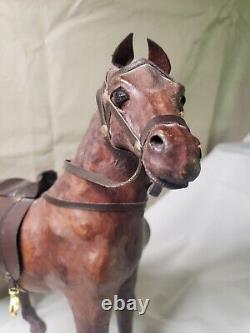 4 Antique/ Vintage Leather Horse Figurine Statue Sculpture Equine Saddle 12