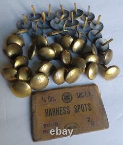40 vintage horse leather tack brass harness spots bridle medallions conchos lot