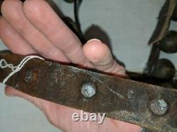 41 Vintage Antique Primitive 1 Horse Sleigh Bells Old 86 Leather Strap Broken
