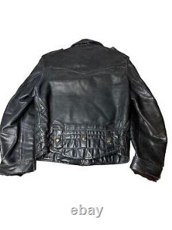 50s VTG Black Leather Horse Hide Motorcycle Jacket Moto Jacket RARE L NICE COOL