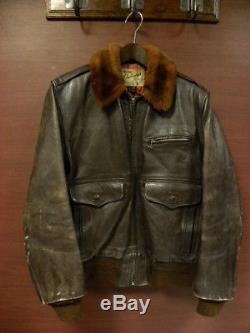 50s Vintage HERCULES Outerwear G-1 RAIZIN SEISAKUYO Flight Horse Leather Jacket