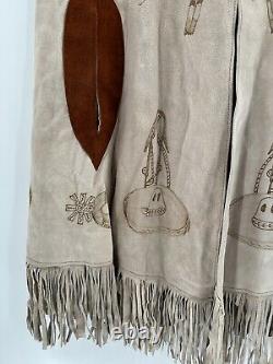 60s 70s Vintage Suede Fringe Native American Poncho Southwestern Ceremonial
