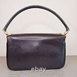 70s Vintage Formal CELINE Goldern Horse Carriage Handbag Leather Brown USED