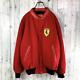 90''s Ferrari Horse Embroidery Collar Leather Retro vintage Stadium Jumper L