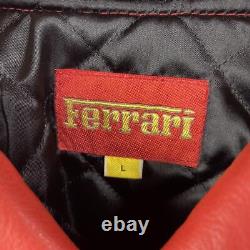90''s Ferrari Horse Embroidery Collar Leather Retro vintage Stadium Jumper L