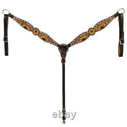 91RK Hilason Western Horse Sunflower American Leather Headstall Breast Collar