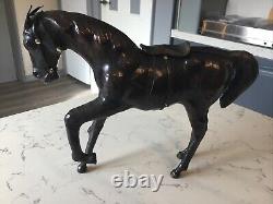 A Beautiful Vintage Brown Leather Horse, With Glass Eyes