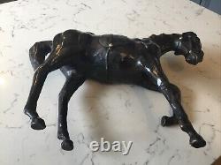 A Beautiful Vintage Brown Leather Horse, With Glass Eyes