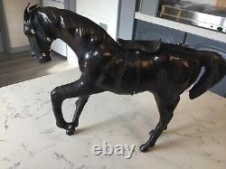 A Beautiful Vintage Brown Leather Horse, With Glass Eyes