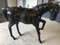 A Beautiful Vintage Brown Leather Horse, With Glass Eyes