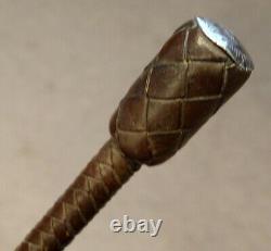 ANTIQUE Vintage SWAINE ADENEY LTD Leather Silver HORSE RIDING CROP Swagger Stick