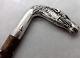AUTH VINTAGE GUCCI PEWTER HORSE HEAD HANDLE SHOE HORN with LEATHER & HORN