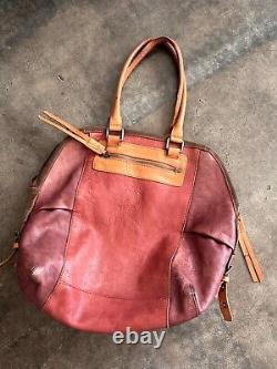 Anthropologie Holding Horses Bag, TwoTone Leather Satchel, Vintage Look