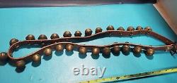 Antique 26 Jingle Horse Sleigh Bells Full Leather 54 Strap withBuckle Christmas
