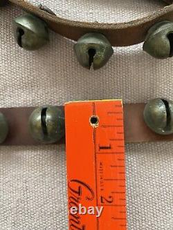 Antique 50 Jingle Horse Sleigh Bells Full Leather 86 Strap withBuckle Christmas