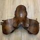 Antique Brown Leather Horse Riding Hunting Jump Saddle Vintage Used As Decor