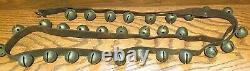 Antique Christmas 6' Horse Jingle Bells Sleigh Bells 30 Bells On Leather Strap
