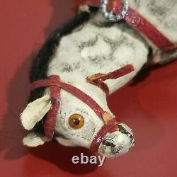 Antique German Horse Nodder Miniature Flocked Leather Toy