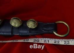 Antique Graduated Horse Sleigh Bells Vintage Brass & Leather Strap