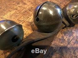 Antique Horse Sleigh Bells 23 Brass Bells 80 Long Leather Strap Vintage