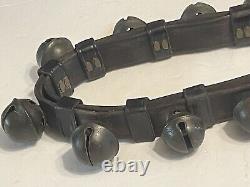 Antique Horse Sleigh Bells Double Leather England Brass 22 Bells Graduated 72