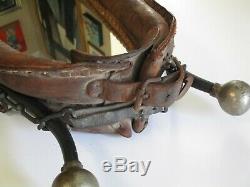 Antique Horse Tack Collar Mirror Leather Americana Sculpture Western Vintage