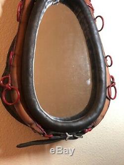 Antique Leather Horse Collar Yoke Mirror Vintage Ranch Farmhouse Country Decor