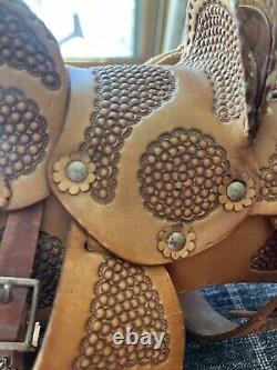 Antique Pugsly Salesman Leather Horse Saddle From Brazil, No Stand Included