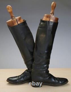 Antique Vintage Biltrite Black Leather Horse Riding Boots 21 tall, 12 sole