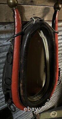 Antique Vintage Leather Equestrian Horse Collar Mirror 17.5x28 Western Cowboy