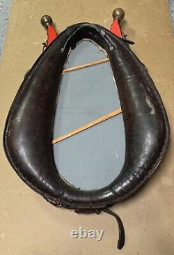 Antique Vintage Leather Equestrian Horse Collar Mirror 17.5x28 Western Cowboy