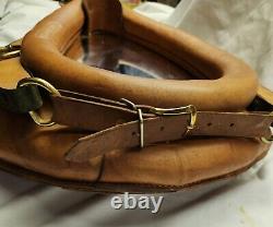 Antique Vintage Leather Horse Collar Mirror With Wood