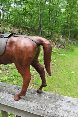 Antique Vintage Leather Horse Large Figurine Statue Sculpture Equine Saddle 18