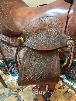 Antique Vintage Leather Western Cowboy Horse Saddle Hand Tooled