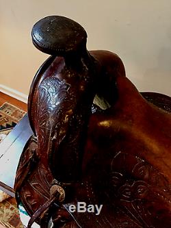 Antique Vintage Leather Western Cowboy Horse Saddle Hand Tooled