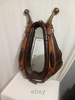 Antique Vintage Rustic Leather Horse Collar Mirror