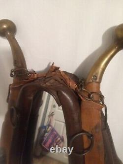 Antique Vintage Rustic Leather Horse Collar Mirror