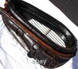 Antique Vintage Rustic Leather Horse Collar Mirror Brass Ball Wood Hames Nice