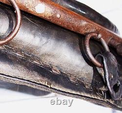 Antique Vintage Rustic Leather Horse Collar Mirror Brass Ball Wood Hames Nice